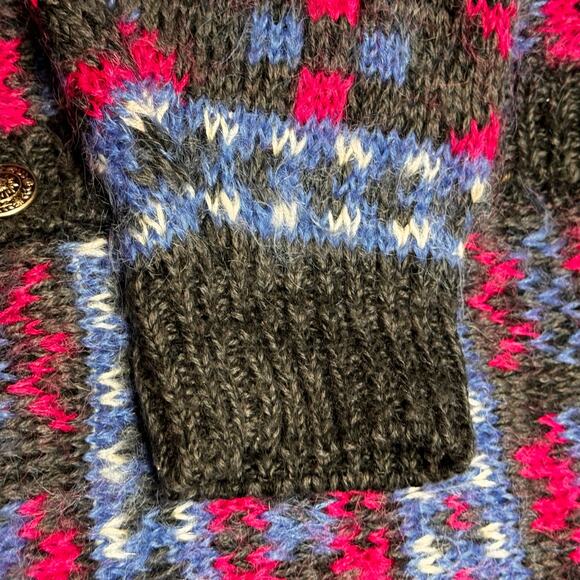 VTG Best American Clothing Co Mohair Blend Cardigan Fair Isle Sweater Large - Picture 9 of 9